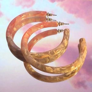 Pink and purple acrylic hoop earrings